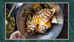 Griddled courgette marinated salad